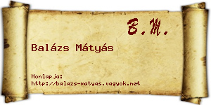 Balázs Mátyás névjegykártya