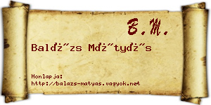 Balázs Mátyás névjegykártya